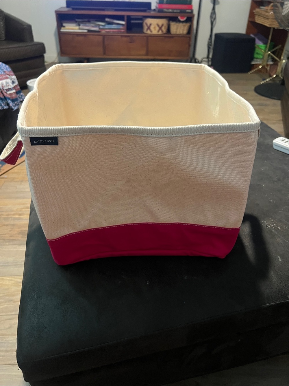 Lands' End Cream and Fuschia Canvas Storage